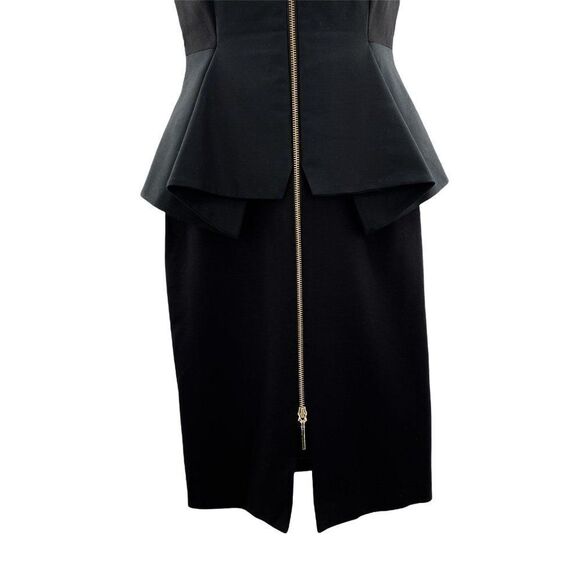 Ted Baker Jumana Zip Front Peplum Sheath Zip Up Fitted Black Dress Ted Size 1 - Picture 6 of 10